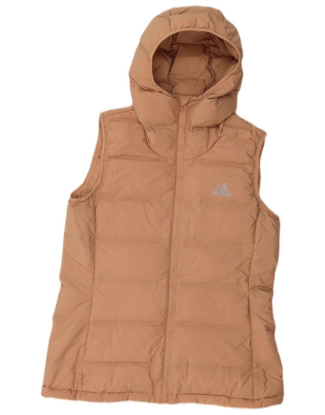 Gilet imbottito con cappuccio da donna Adidas UK 12/14 Poliestere beige medio