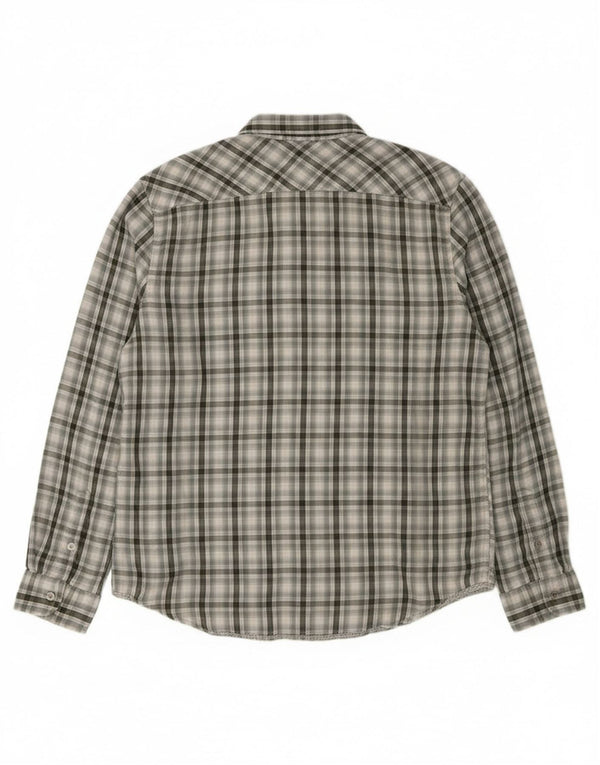 Camicia militare da uomo Calvin Klein Jeans XL in cotone a quadri grigi