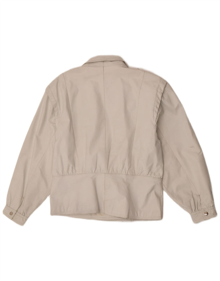 Giacca in pelle militare da donna vintage EU 42 grande in pelle bianca