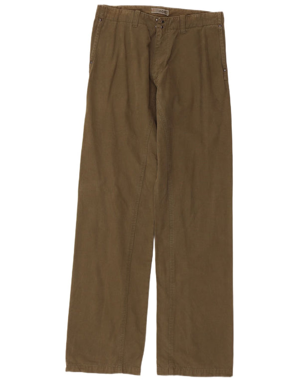 Pantaloni dritti vintage da uomo IT 48 medio W32 L34 cotone a righe kaki