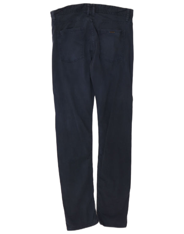 Pantaloni casual slim da uomo Zara EU 42 Large W32 L32 cotone blu navy