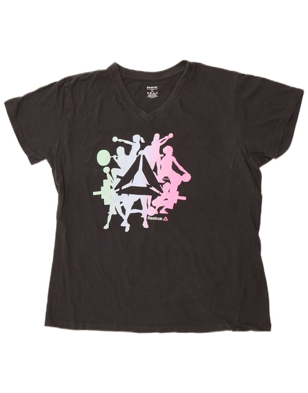 T-shirt grafica da donna REEBOK Top UK 18 XL cotone nero