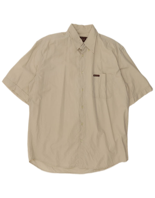Camicia a maniche corte da uomo Marlboro Classics XL in cotone beige