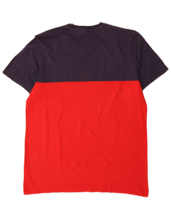 T-shirt grafica da uomo Adidas Top Large in cotone color block blu navy