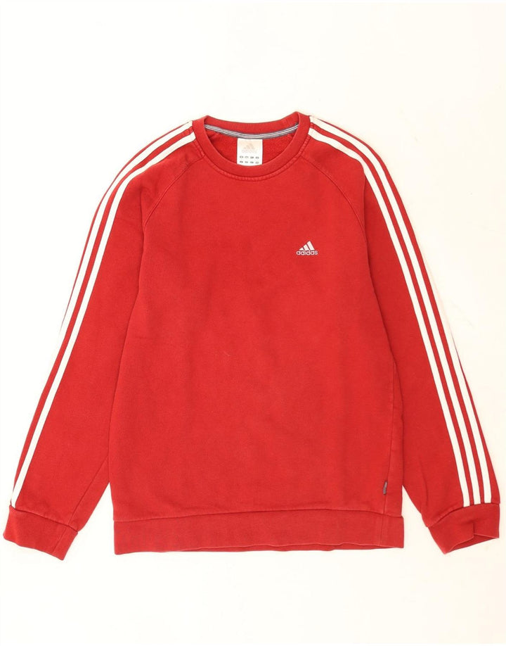 Felpa Adidas da uomo maglione piccolo rosso color block in cotone