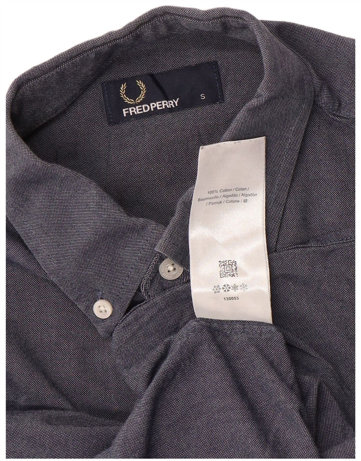 Camicia da uomo Fred Perry piccola in cotone blu navy