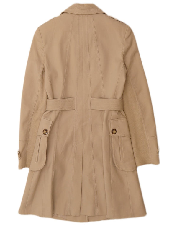 Karen Millen Womens Trench Coat UK 10 Small Beige Cotton