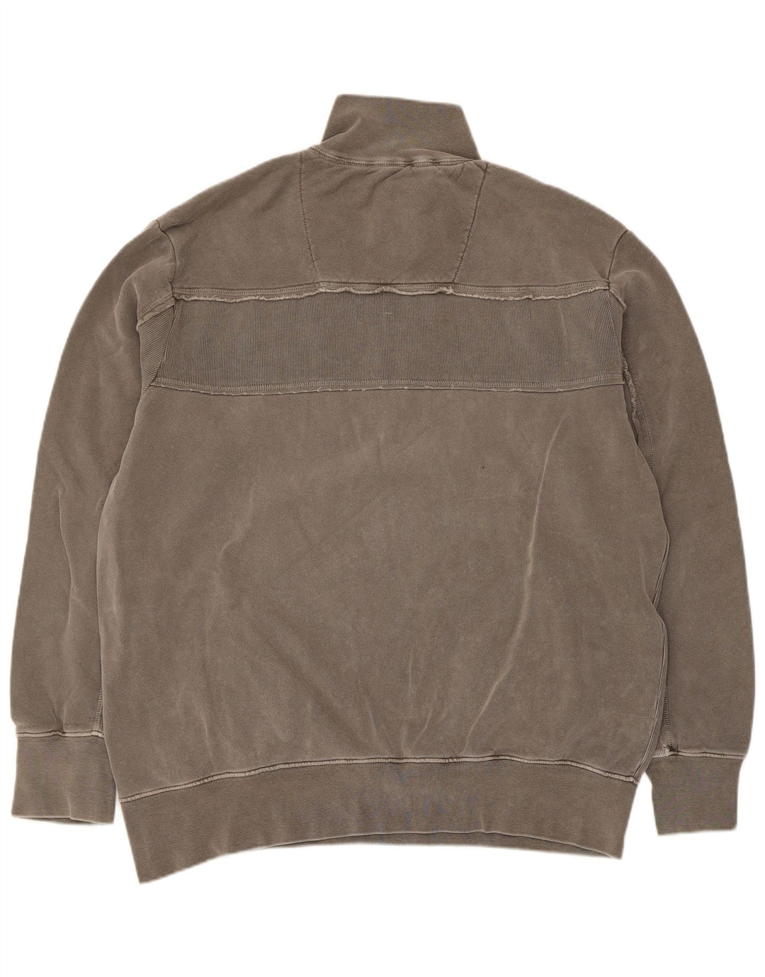 Felpa vintage da uomo con collo con zip grafica, maglione grande grigio