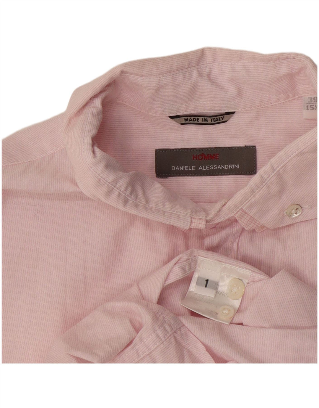 Camicia da uomo Daniele Alessandrini Taglia 39 15 1/2 Gessato rosa medio