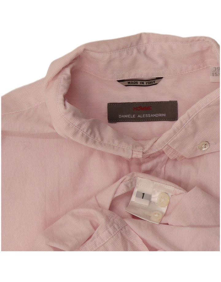 Camicia da uomo Daniele Alessandrini Taglia 39 15 1/2 Gessato rosa medio