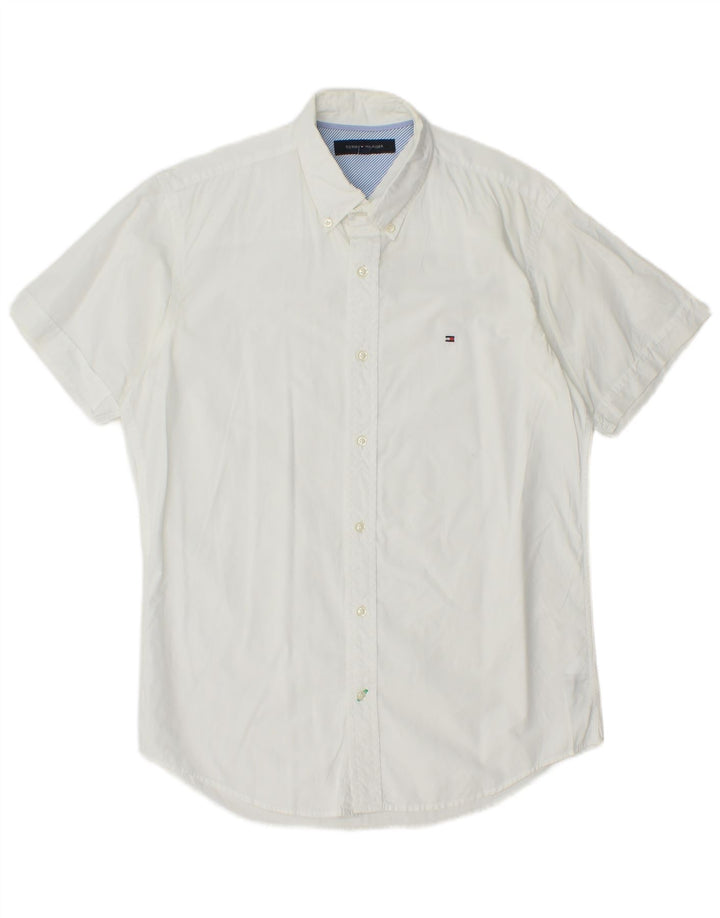 TOMMY HILFIGER Camicia a maniche corte da uomo in cotone bianco medio