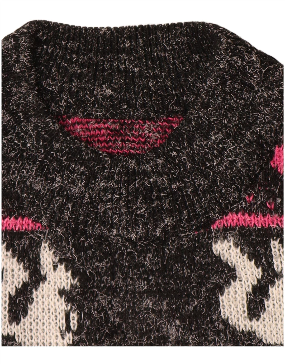 Maglione maglione collo alto da donna VINTAGE UK 18 XL a righe nere