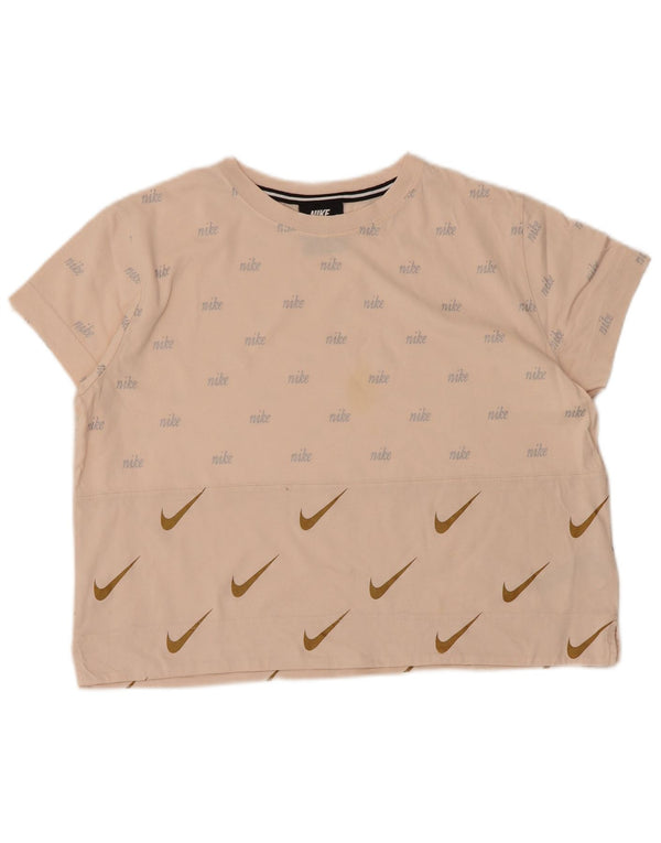 T-shirt grafica corta Nike da donna UK 14 cotone rosa medio