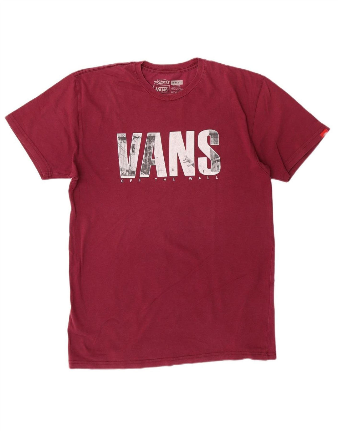 VANS Mens Classic Fit Graphic T-Shirt Top Medium Maroon Cotton
