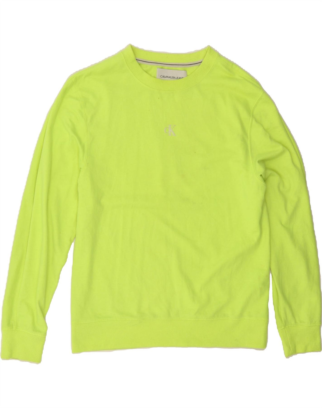 CALVIN KLEIN JEANS Mens Graphic Sweatshirt Jumper Large Green Polyester Vintage Calvin Klein Jeans and Second-Hand Calvin Klein Jeans from Messina Hembry 
