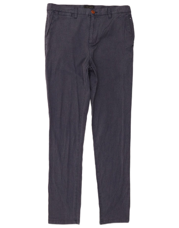 Pantaloni chino slim da uomo Ted Baker W30 L31 poliestere blu navy