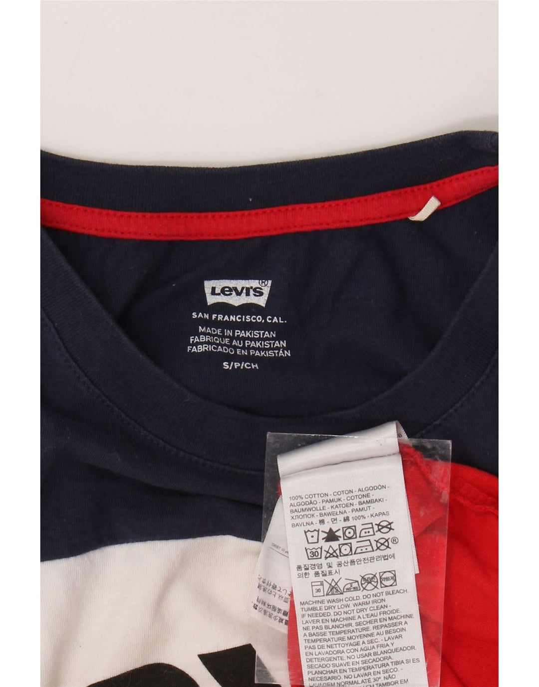 LEVI'S Canottiera grafica da donna corta UK 10 piccola a righe multicolore