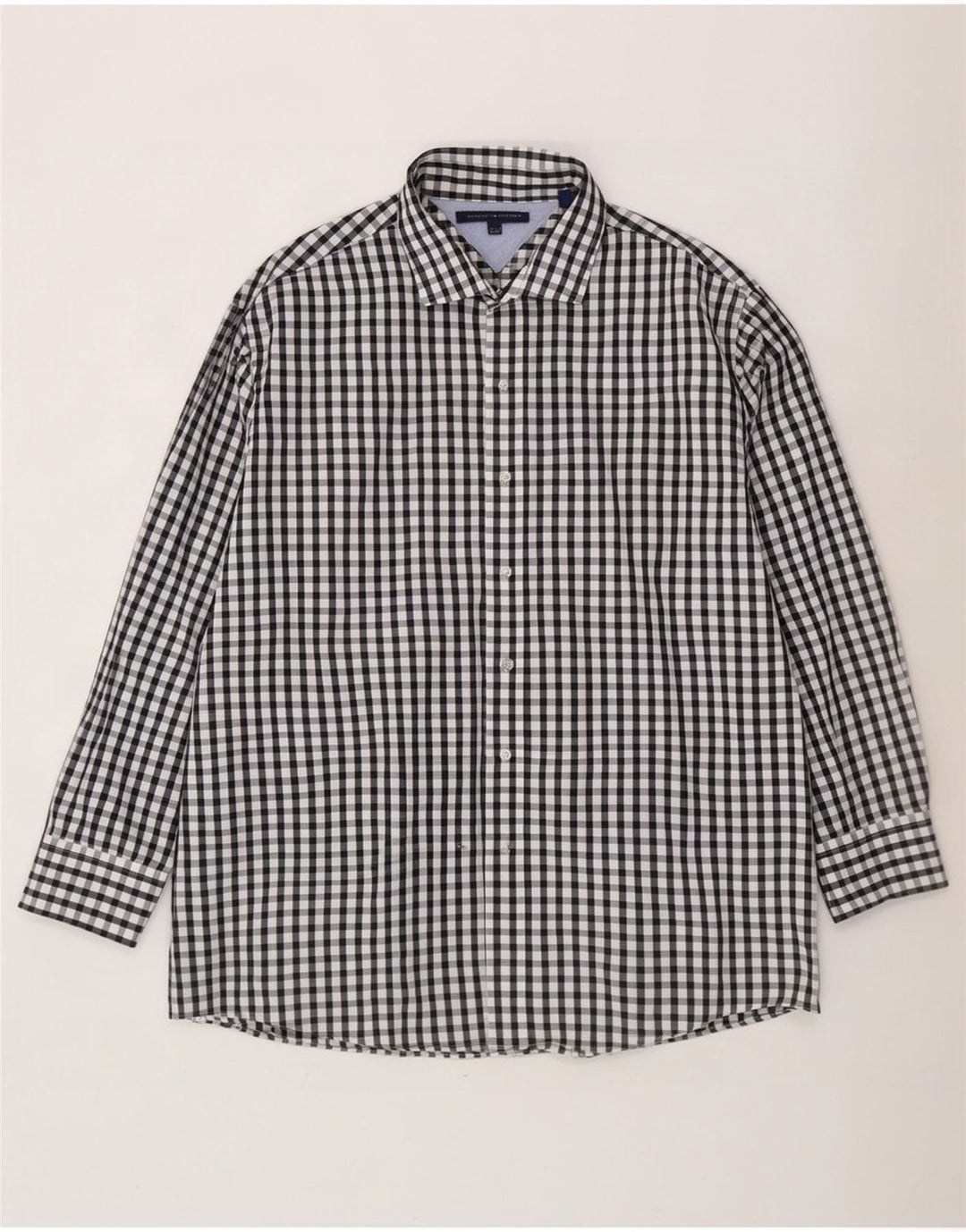 Camicia da uomo Tommy Hilfiger taglia 17 1/2 XL cotone a quadretti nero