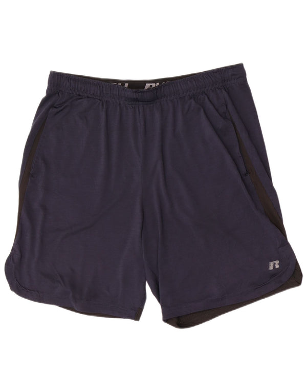 Pantaloncini sportivi da uomo Russell Athletic, grandi, in poliestere blu navy