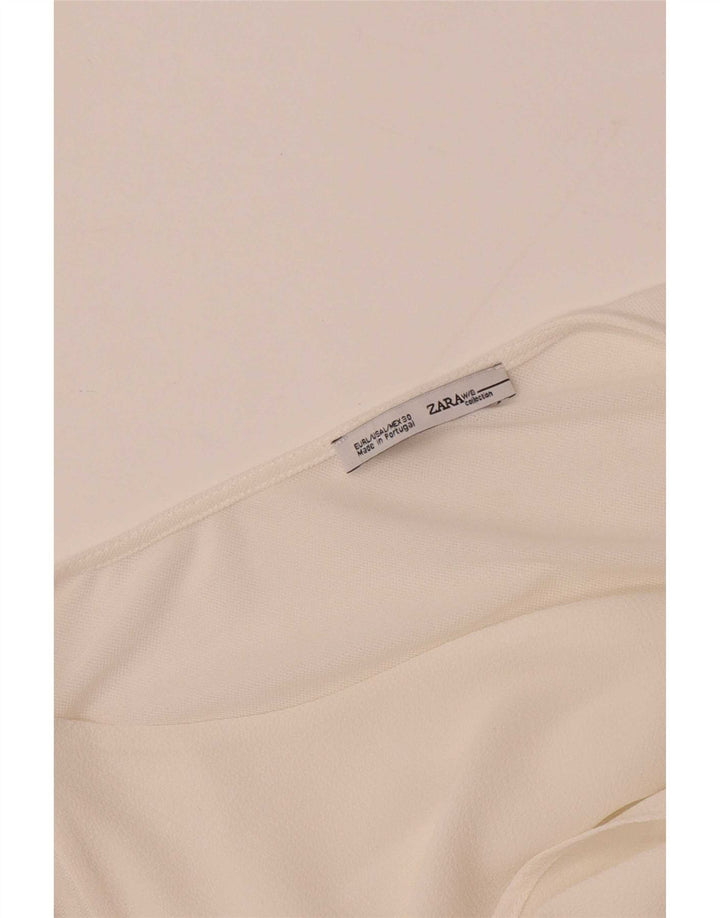 Top corto a maniche lunghe da donna Zara UK 16 Large bianco