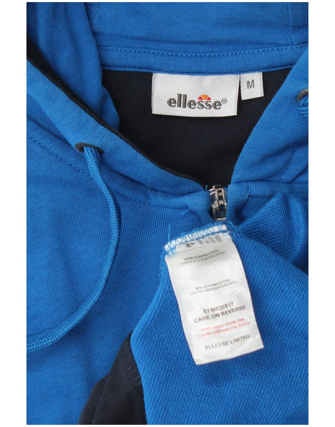 Maglione con cappuccio e zip grafica da uomo Ellesse in cotone blu medio
