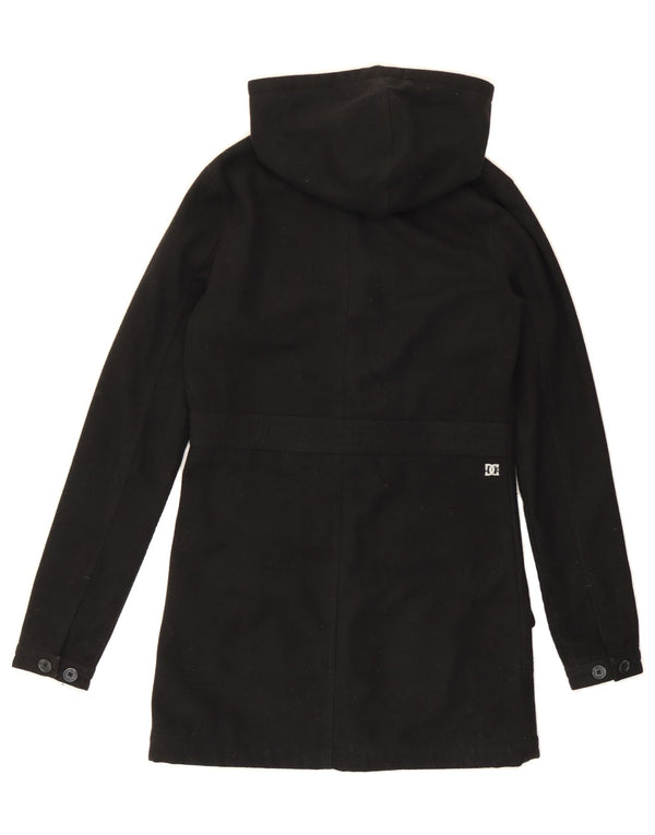 DC Womens Hooded Overcoat UK 10 Small Black Polyester