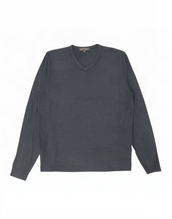 Marks & Spencer Mens V-Neck Jumper Sweater 2XL Grey Acrylic