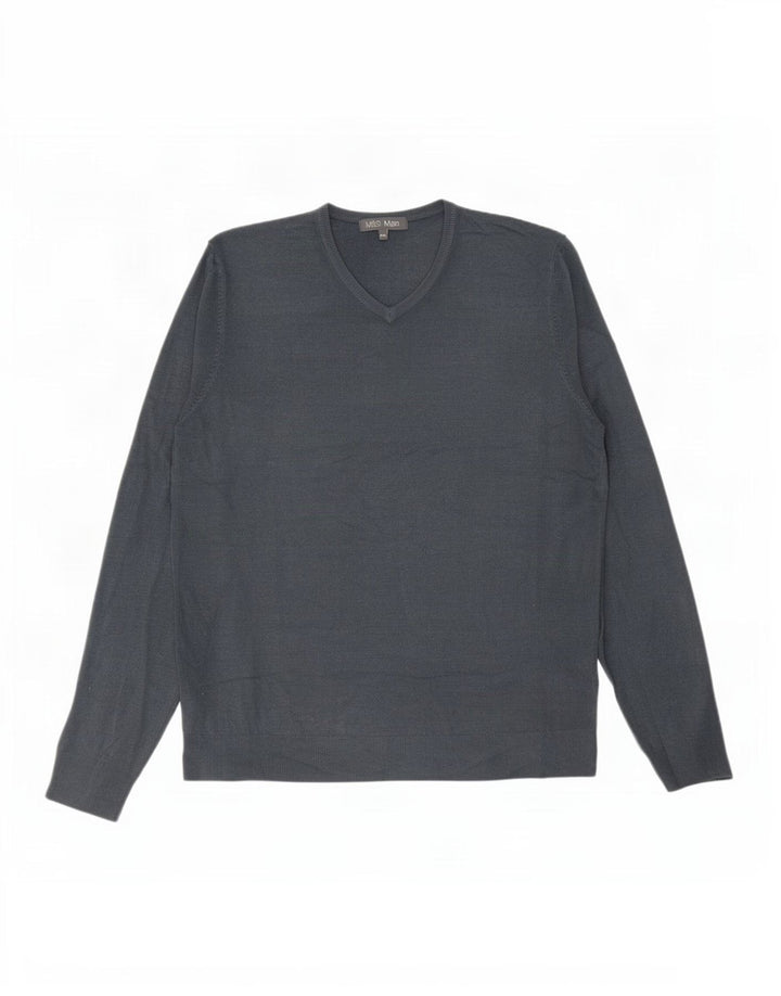 Maglione da uomo con scollo a V Marks & Spencer 2XL acrilico grigio