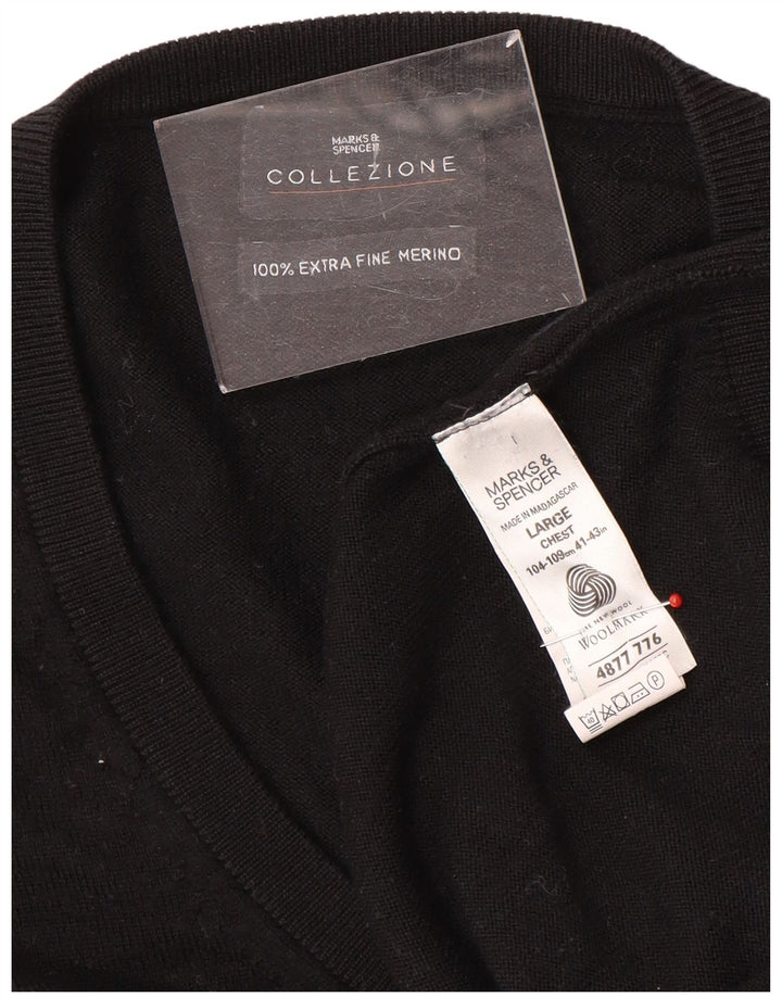 Maglione da uomo con scollo a V Marks & Spencer grande lana nera