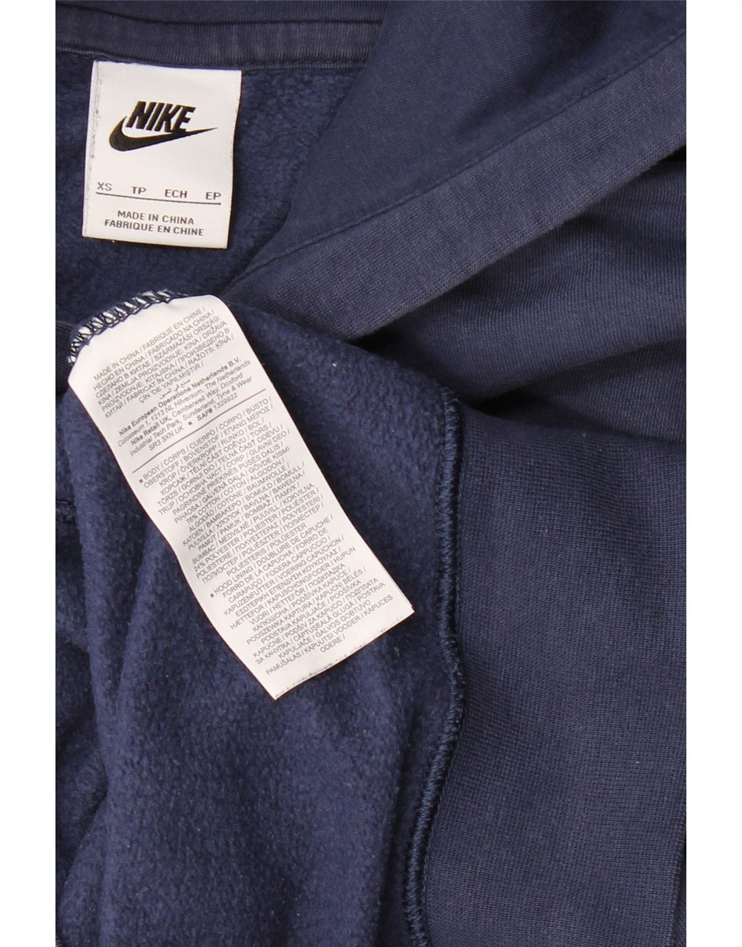 Felpa con cappuccio grafica da uomo NIKE XS in cotone blu navy
