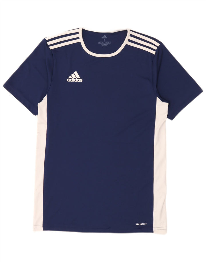 Maglietta Adidas Aeroready da uomo, piccola, in poliestere color block blu navy