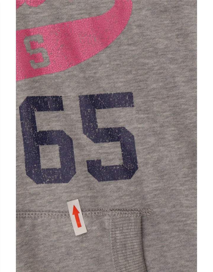 Felpa con cappuccio grafica da donna Superdry UK 14 Cotone grigio medio
