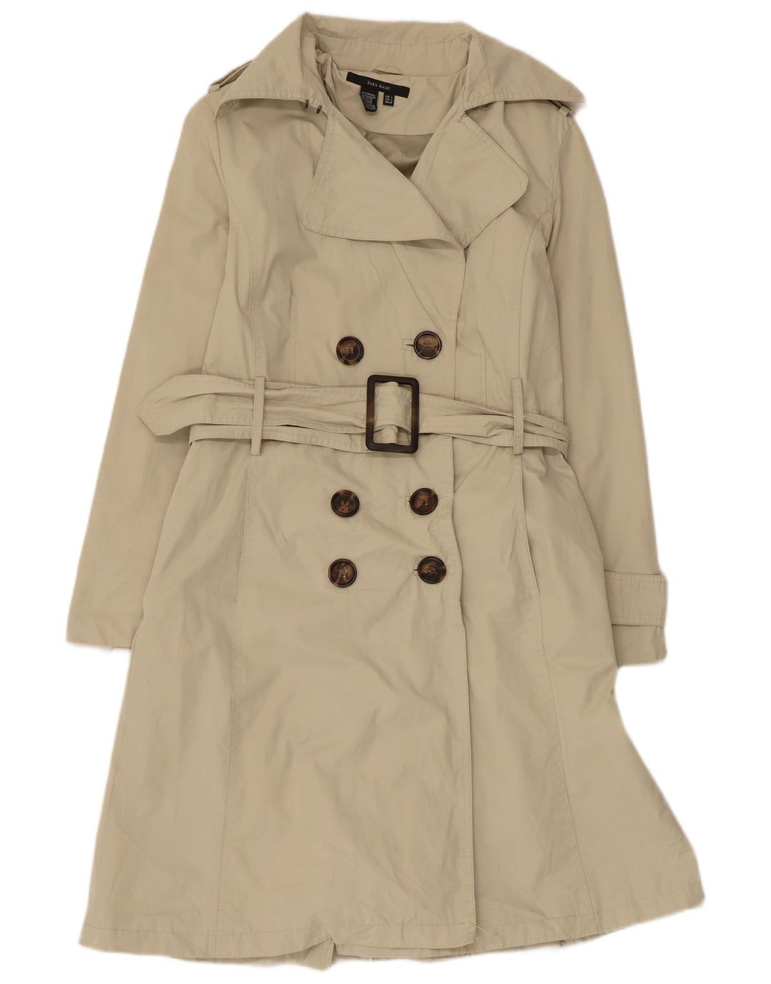 Trench doppiopetto da donna Zara UK 14 grande poliestere beige