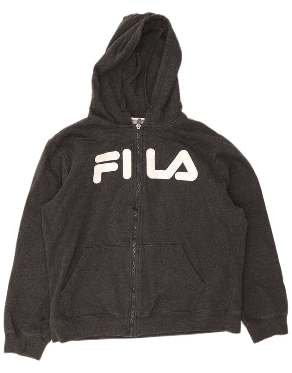 Maglione con cappuccio e zip grafica per ragazzi Fila 15-16 anni in cotone grigio