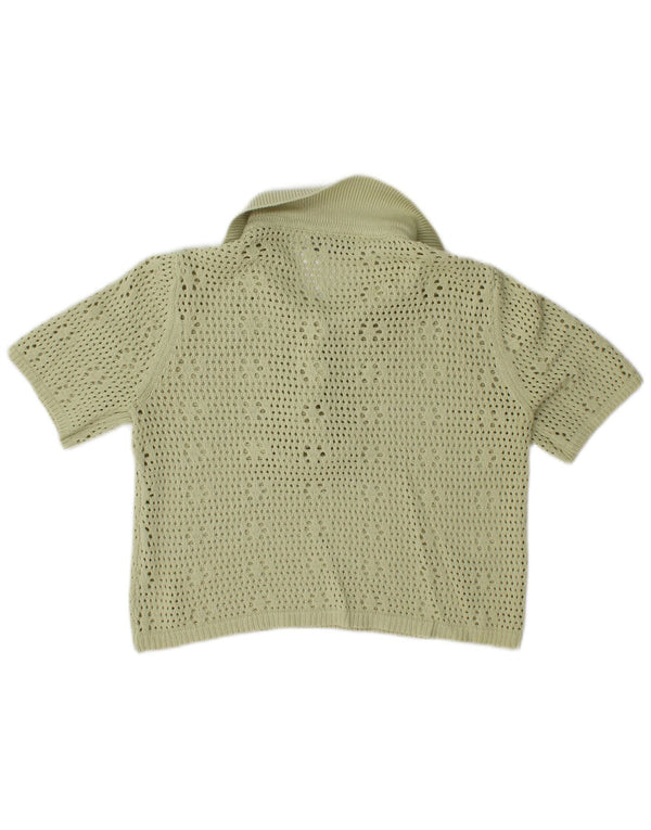 Maglione da donna Mango corto a maniche corte con collo a polo UK 12 Verde medio