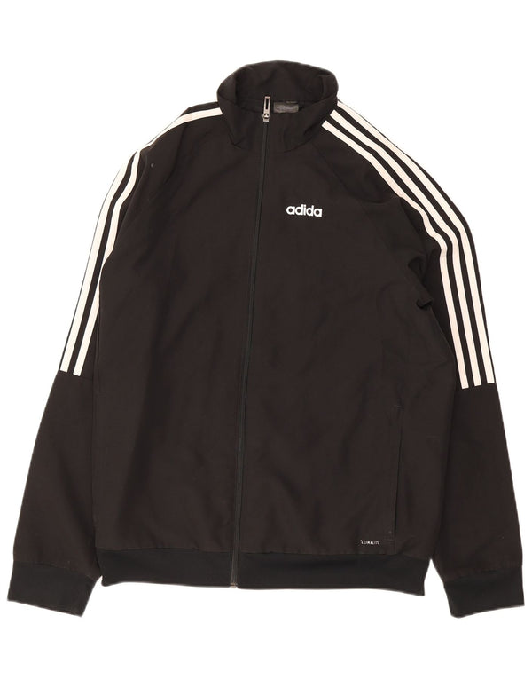 Giacca da ginnastica Adidas Climalite da uomo piccola in poliestere nero