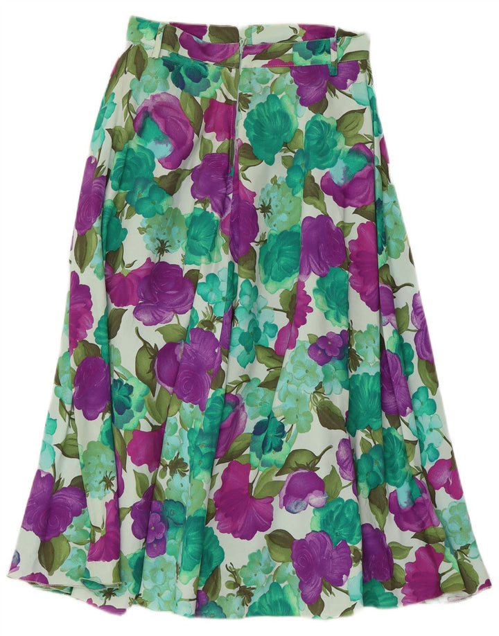 Gonna svasata da donna vintage W26 piccolo motivo floreale multicolore