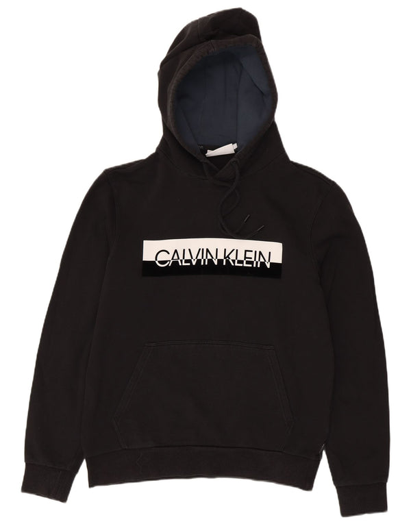 Maglione con cappuccio grafico da uomo Calvin Klein in cotone nero medio