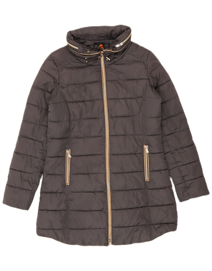 Cappotto imbottito con cappuccio da donna Peggy-Ho UK 14 Poliestere grigio medio