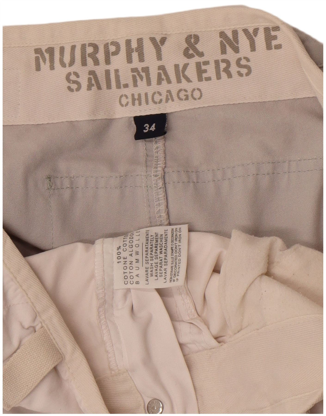 Pantaloncini chino da uomo Murphy & Nye Sailmakers W34 Large White Colourblock