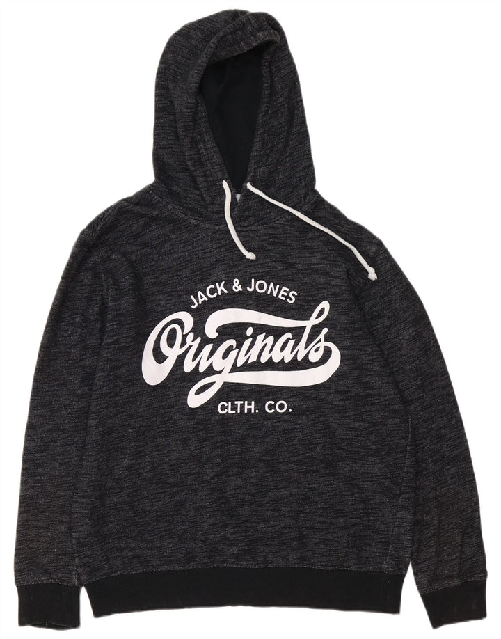 JACK & JONES Felpa con cappuccio grafica da uomo, grande, in poliestere chiazzato grigio