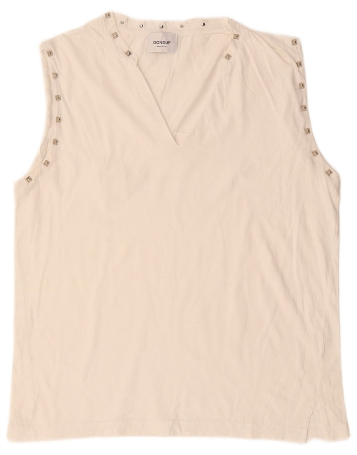 Dondup Camicetta senza maniche da donna Top UK 14 Medio Bianco