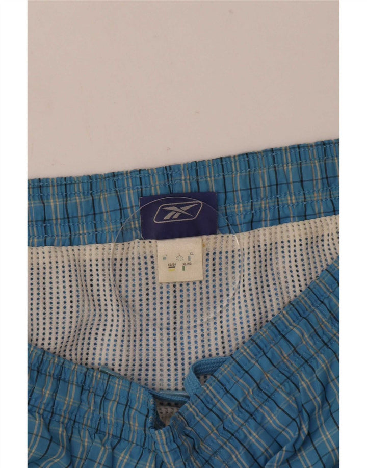 Pantaloncini da bagno Reebok da uomo a quadri grandi blu