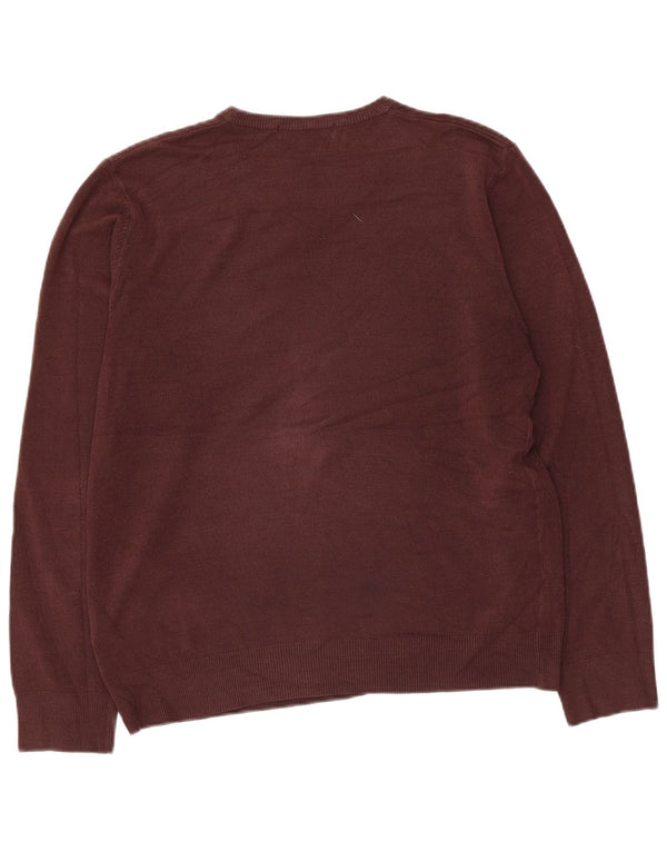 Maglione da donna con scollo a V Marks & Spencer UK 14 Acrilico marrone medio