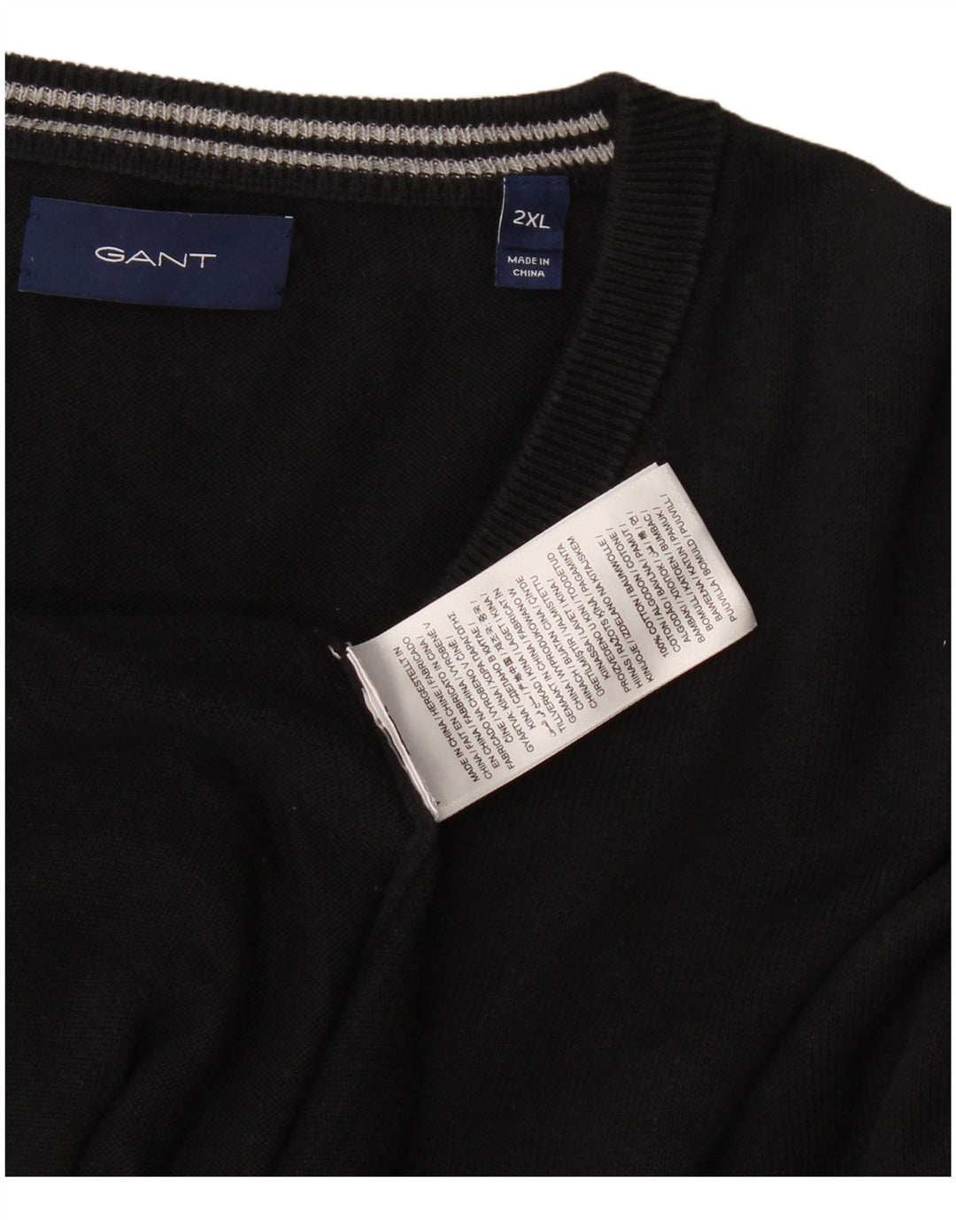 Maglione maglione da uomo con scollo a V Gant 2XL cotone nero