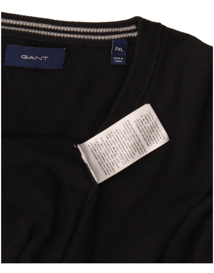 Maglione maglione da uomo con scollo a V Gant 2XL cotone nero