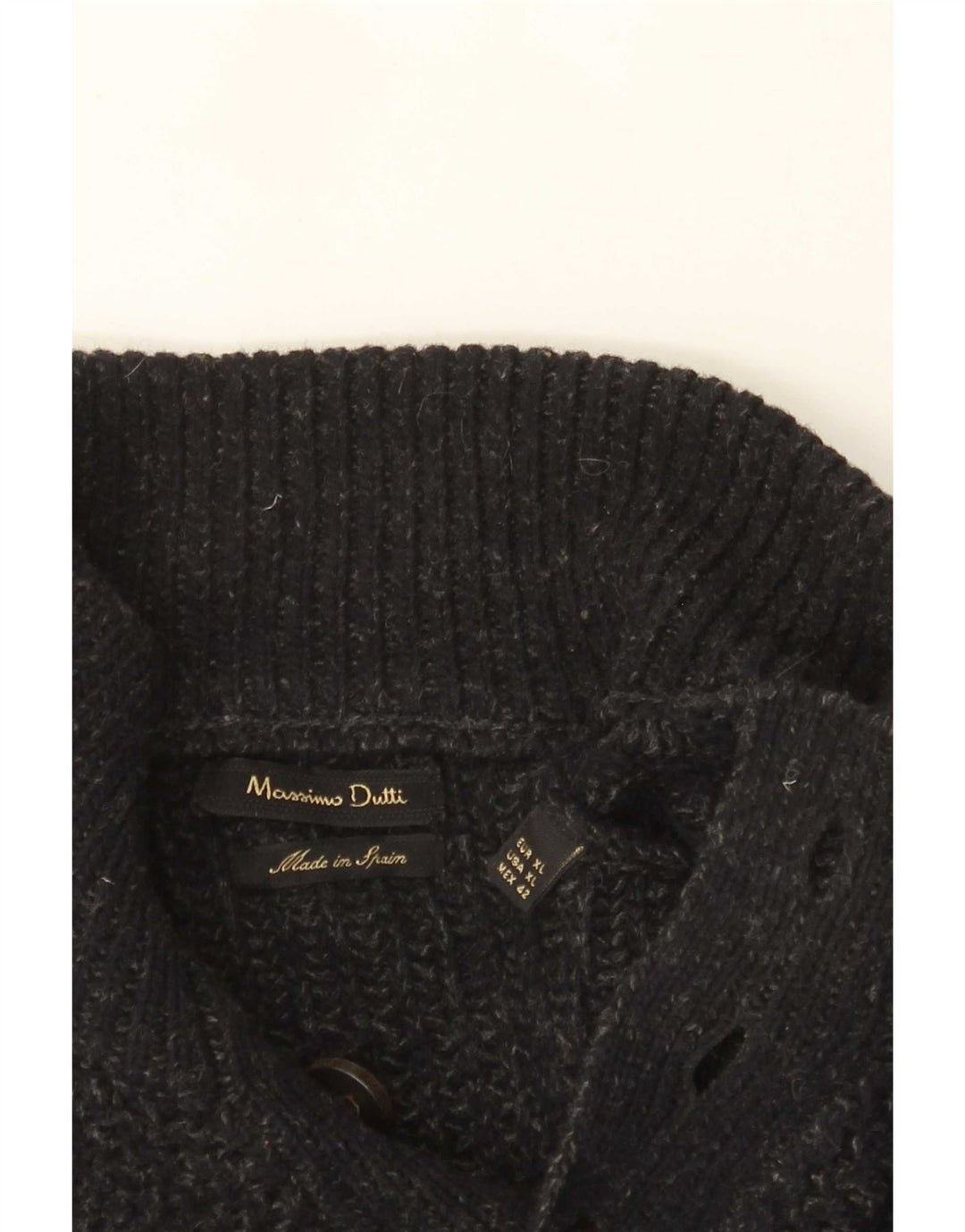 Massimo Dutti Maglione da uomo con collo a bottoni XL Grigio chiazzato