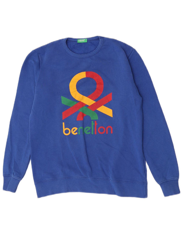 Felpa con grafica da bambino Benetton 13-14 anni 3XL cotone blu