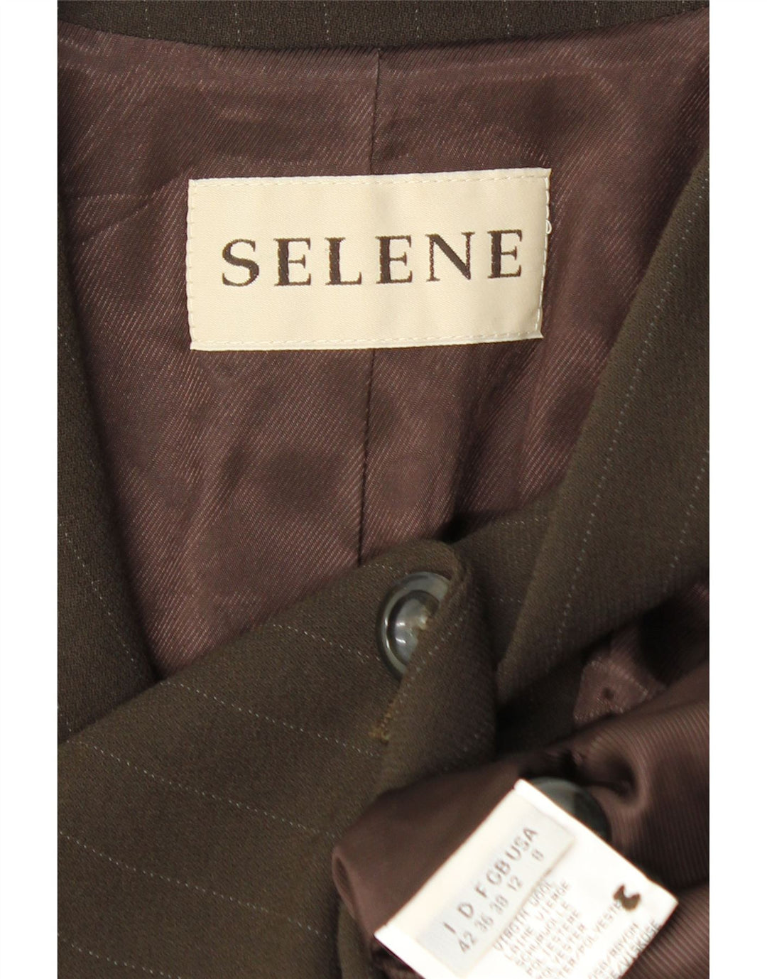 Giacca blazer a 3 bottoni da donna Selene UK 12 gessato marrone medio