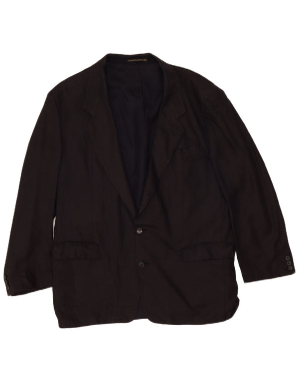 Giacca blazer a 2 bottoni da uomo Marks & Spencer UK 44 XL Lino nero classico